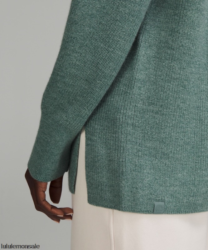 Lululemon Damen DELULU465 | Gerippter Rundhalspullover Aus Einer Merinowollmischung Meliert Tidewater Teal